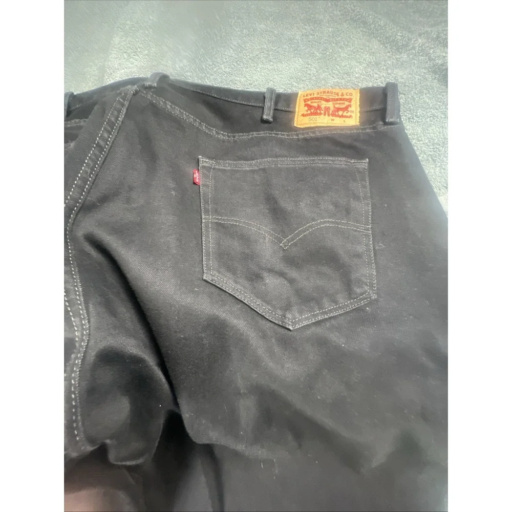 Levi's 501 XX Distressed Jean 46x32 BlackDenim Button Wide Leg Fly Wash Work Y2K